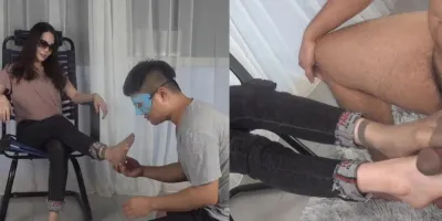 姐姐也很喜欢肉丝套鸡足交